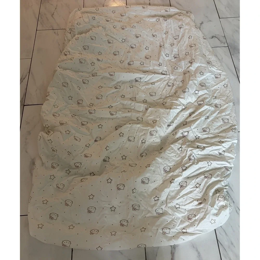 Pottery Barn Teen Hello Kitty Metallic Star XLT Cotton Flat & Fitted Sheet 2pc